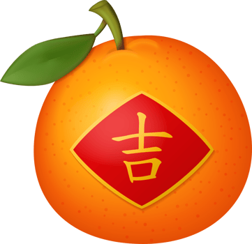 3D cartoon orange with spring couplet of blessing Chinese word png
