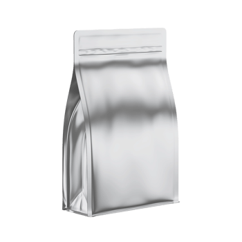 Silver foil stand up pouch with zip lock isolated on transparent background for food png