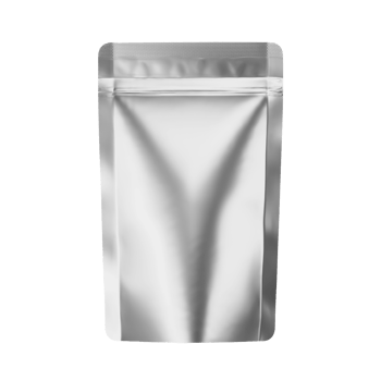Silver stand up pouch package isolated on transparent background for coffee and snack png