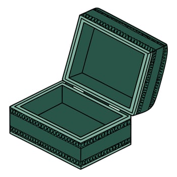 An open green box with a lid vector