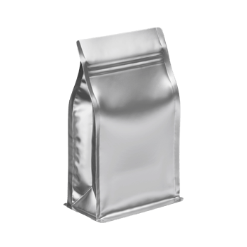 Silver stand up pouch isolated on transparent background for product packaging png