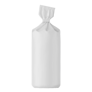 White foil pouch packaging mockup isolated on transparent background png