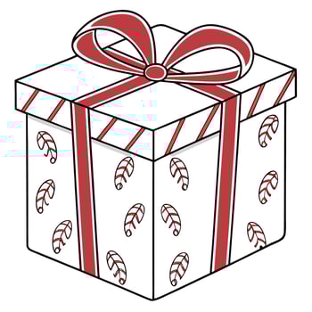 A gift box with candy canes and a red ribbon vector