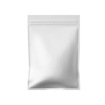 Blank white foil pouch packaging mockup isolated on transparent background png