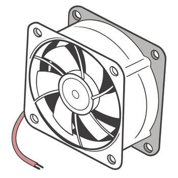 A drawing of a fan with wires attached vector