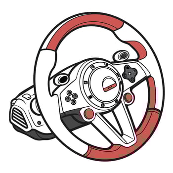 A steering wheel with a controller on it vector