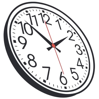 A clock is shown on a white background vector