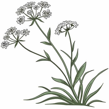 A drawing of a plant with flowers vector