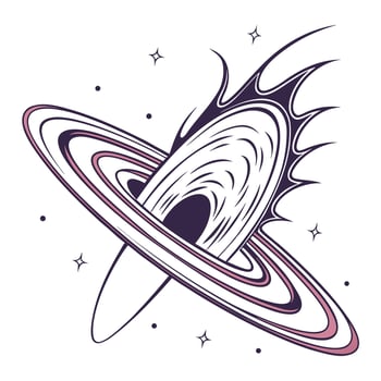 Saturn with a ring and a ring of fire vector