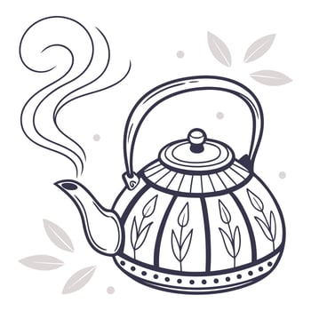 A tea kettle with steam coming out of it vector