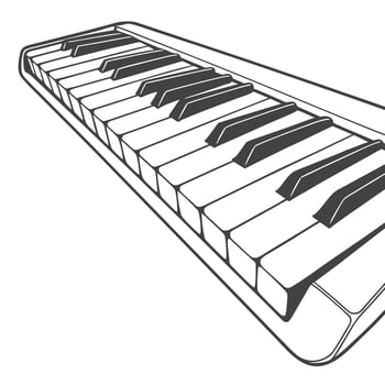 A black and white drawing of a piano keyboard vector