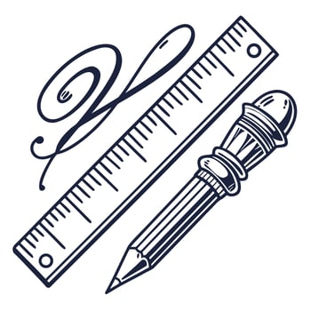 Pencil and ruler illustration vector