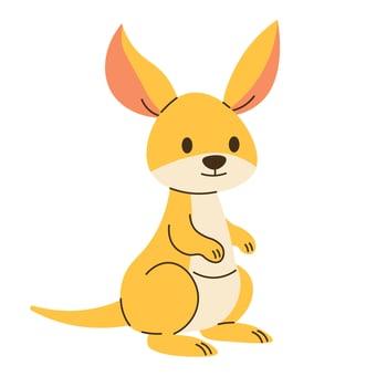 Adorable cartoon kangaroo illustration with big ears and a cheerful expression, perfect for children's books, educational materials, and wildlife-themed designs. vector