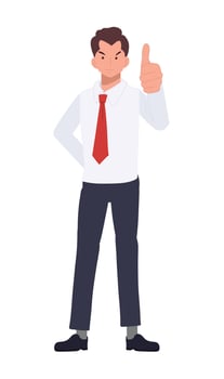 Full length of Thumbs Up Businessman. Flat cartoon illustration vector