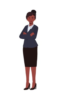 Confident african american businesswoman concept. Attractive successful business woman. Flat cartoon illustrations. vector