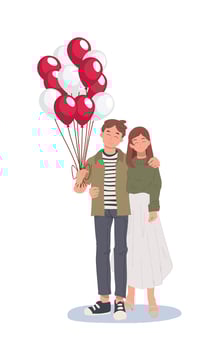 Happy cute couple date. Flat cartoon illustration vector