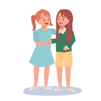 Children handshake concept.Cute happy kid doing hand shake with friend. Flat cartoon illustration vector