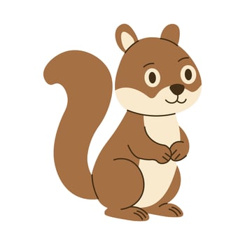 Cute cartoon xerus illustration with bushy tail and cheerful expression, perfect for children's books, wildlife education, and African animal designs. vector