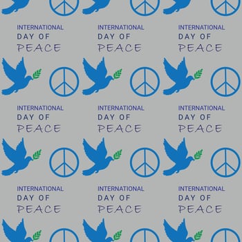Seamless Peace Day 2025 Pattern with Flying Dove. vector