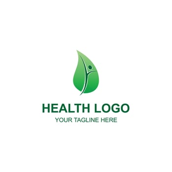 Green Leaf Health Logo with Human Figure for Wellness and Nature Care vector