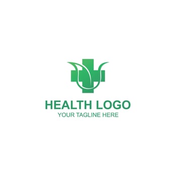 Green Medical Cross Logo with Leaf Symbol for Health and Wellness vector