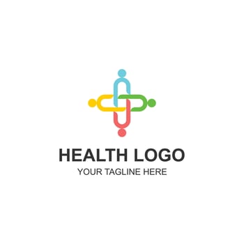Colorful People and Cross Health Logo for Medical and Community Care vector