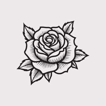 Elegant Black and White Rose Illustration vector