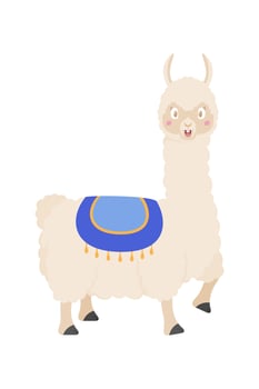 Cute cartoon llama. illustration isolated on white background. vector