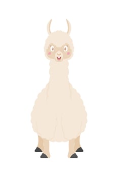 Cute cartoon alpaca. illustration isolated on white background. vector