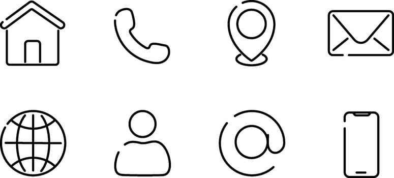 Contact Line style icon set vector