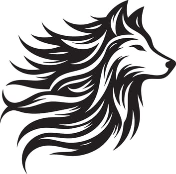 Dynamic tribal wolf head mascot design featuring bold lines and vibrant cmyk colors suitable for banners and advertisements vector