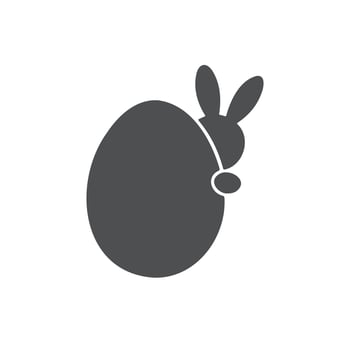 Easter Bunny Peeking Behind an Egg Icon vector