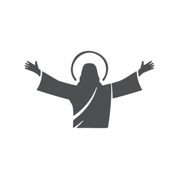 Jesus Christ with open arms, religious symbol vector