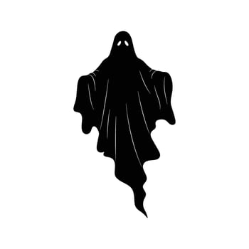 Black Ghost Silhouette Spooky Halloween Clipart Illustration Supernatural Spirit Phantom Image Scary Decoration vector