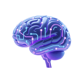 Futuristic Digital Brain with Neon Circuit Connections png