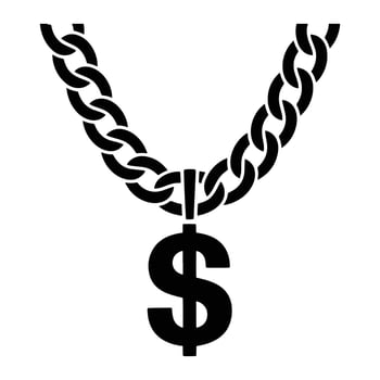 Black chain with dollar sign pendant jewelry vector