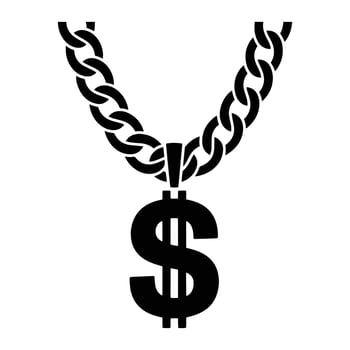 Bold black dollar sign pendant on thick chain jewelry vector