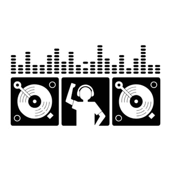 Dj playing music with turntables and equalizer vinyl sound vector