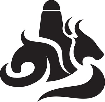 A black and white logo of a goat with horns vector