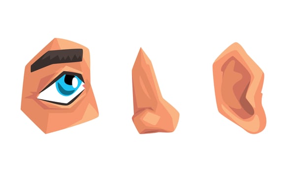 Body Parts with Eye, Nose and Ear Set vector