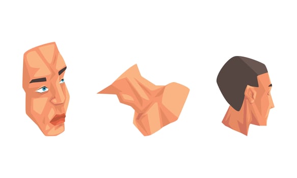 Body Parts with Face, Head and Neck Set vector