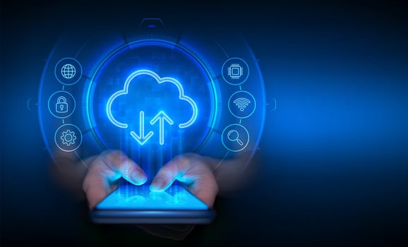 Cloud computing on mobile device vector