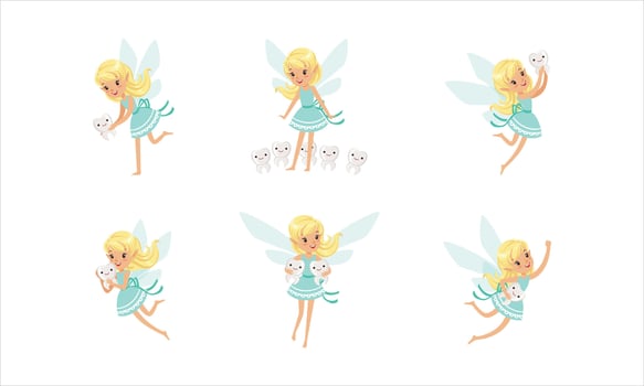 fairy with baby teeth collection vector