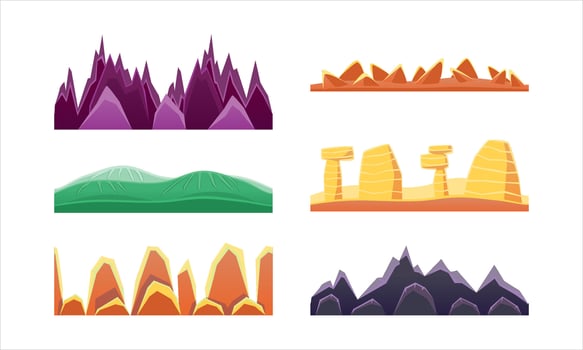 Colorful mountain landscape illustrations vector