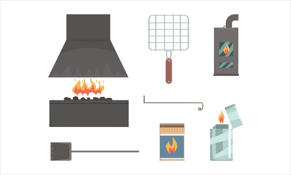 Grilling tools for outdoor cooking vector