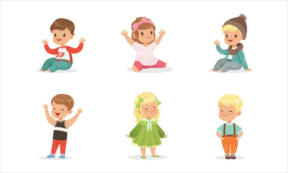 Cartoon children in playful poses vector