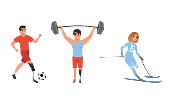 Athletes with disabilities in various sports vector