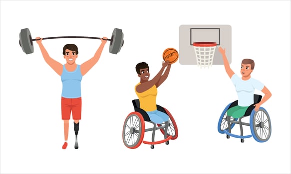 Athletes participating in adaptive sports vector