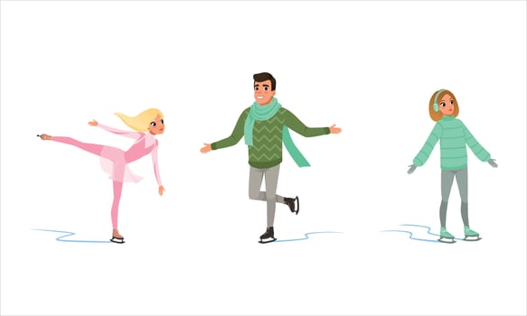 Cartoon ice skaters on ice vector
