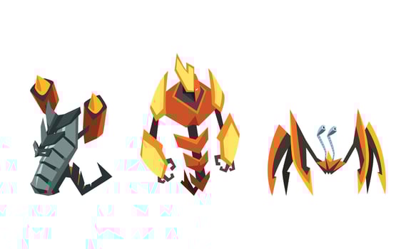 Robot Warriors Set, Powerful Robots, Fantasy Cyborg Soldier or Superheroes Cartoon Illustration vector